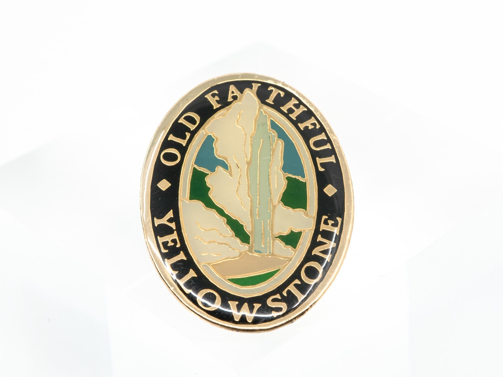 Old Faithful Yellowstone National Park Oval Enamel Pin Wyoming Travel Souvenir