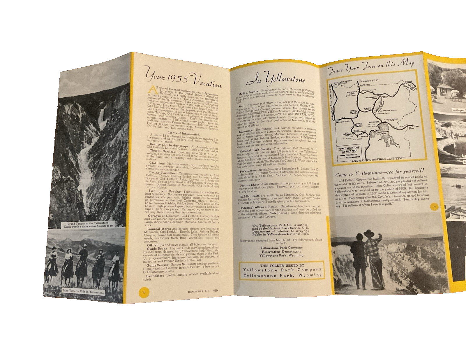 1955 Yellowstone National Park Hotels Cottages Lodges Motorists Folder B J2
