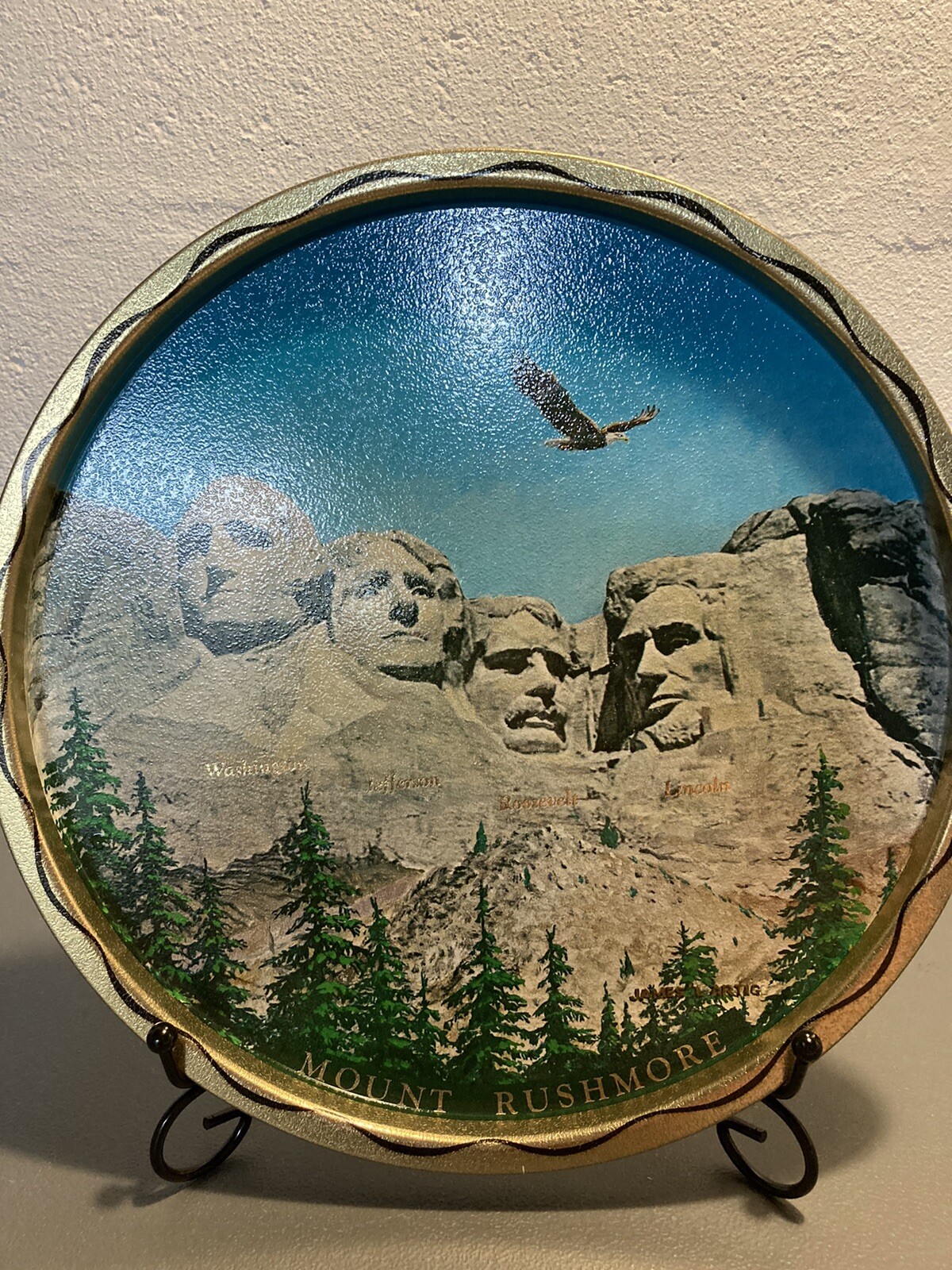 Vintage Mount Rushmore Metal Tin Collector Souvenir Plate Tray 11 Inch