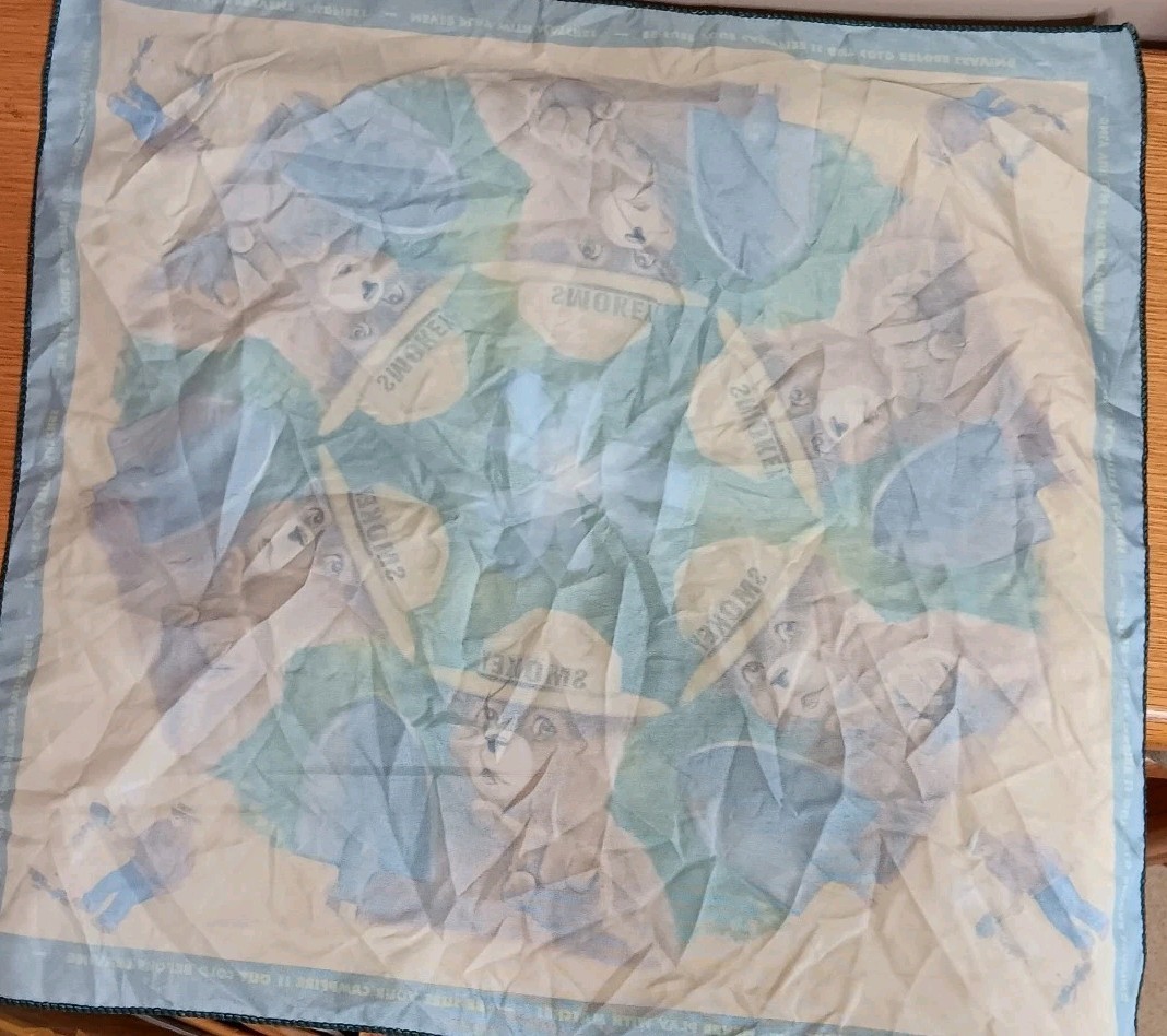 Vintage Smokey The Bear Hankerchief Scarf 20″ Only You Can Prevent Forest Fires