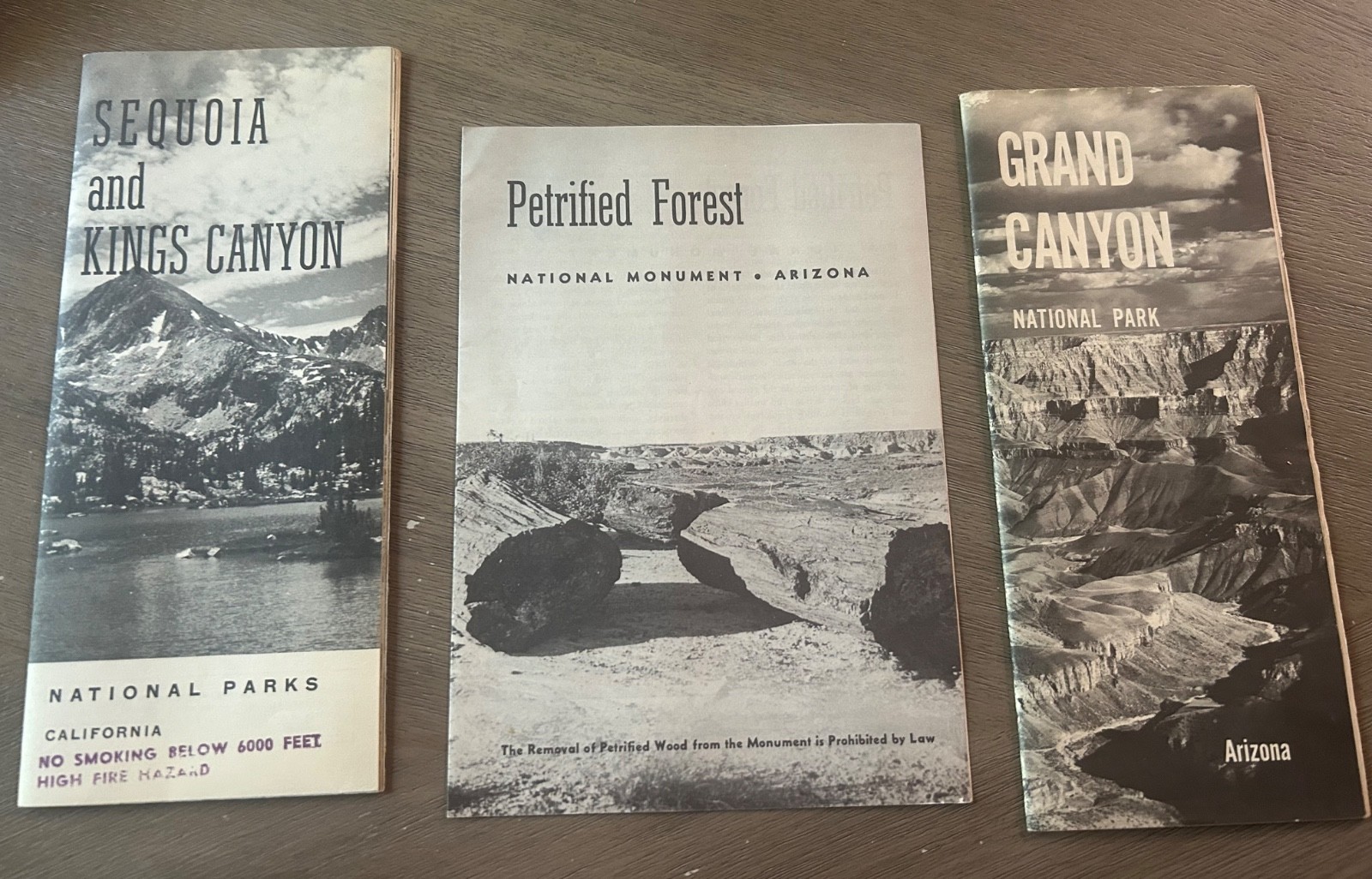 Lot of 3 Vtg Nat’l Park Brochures 58-60 Grand Canyon, Sequoia, Petrified Forest