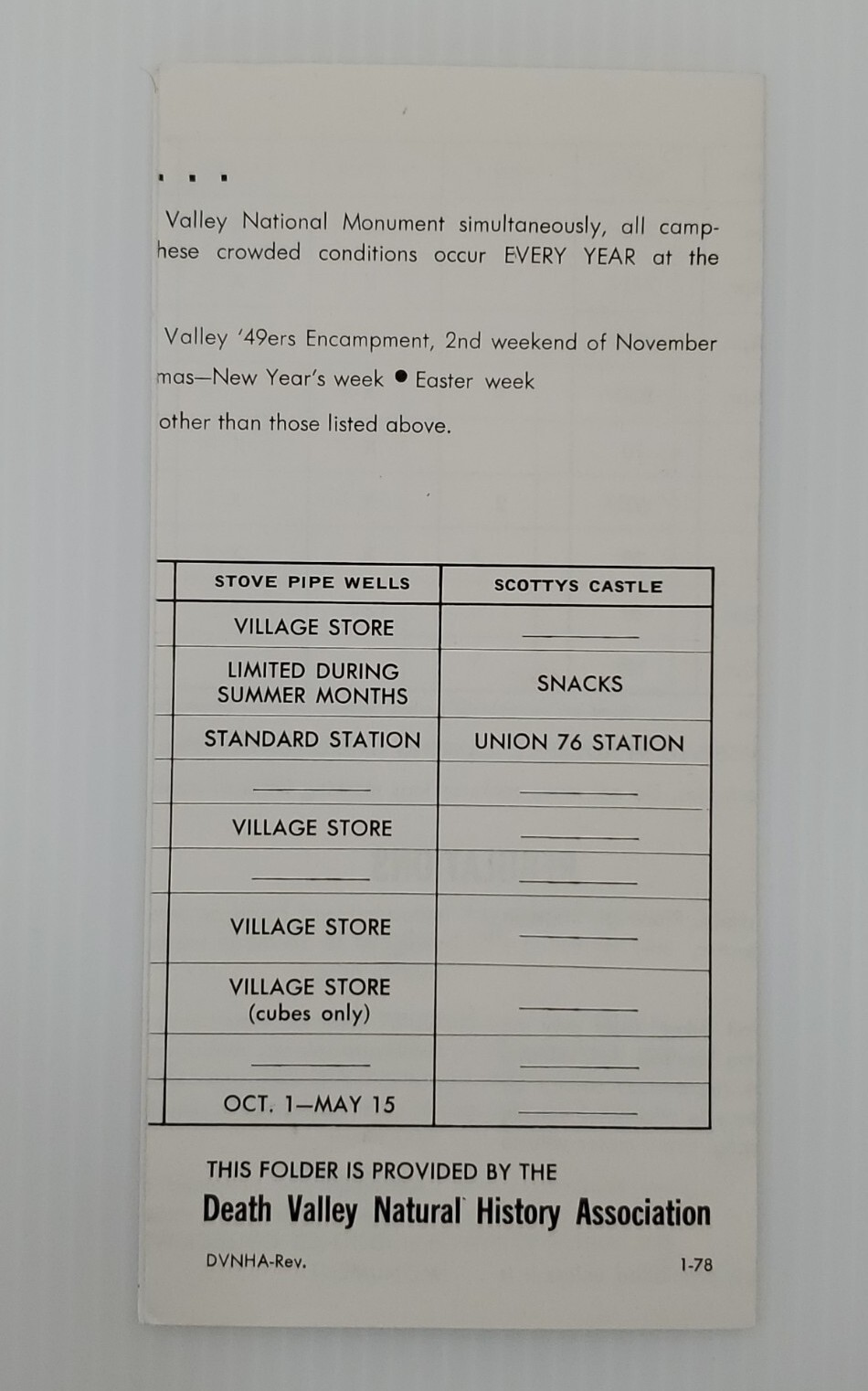 Vintage 1978 Camping in Death Valley National Monument – Travel Brochure!