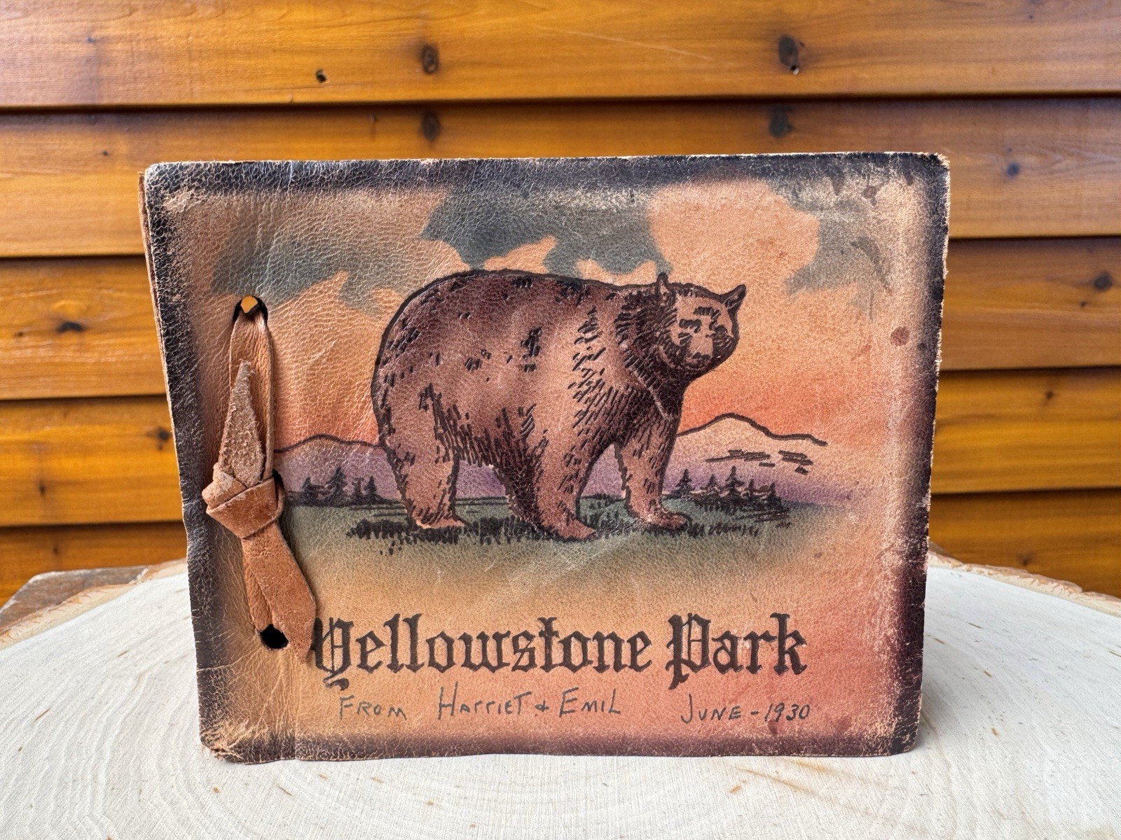 Yellowstone Park Leather Snap Shot Album Used & Unused 4”x5” Circa 1930 Vintage