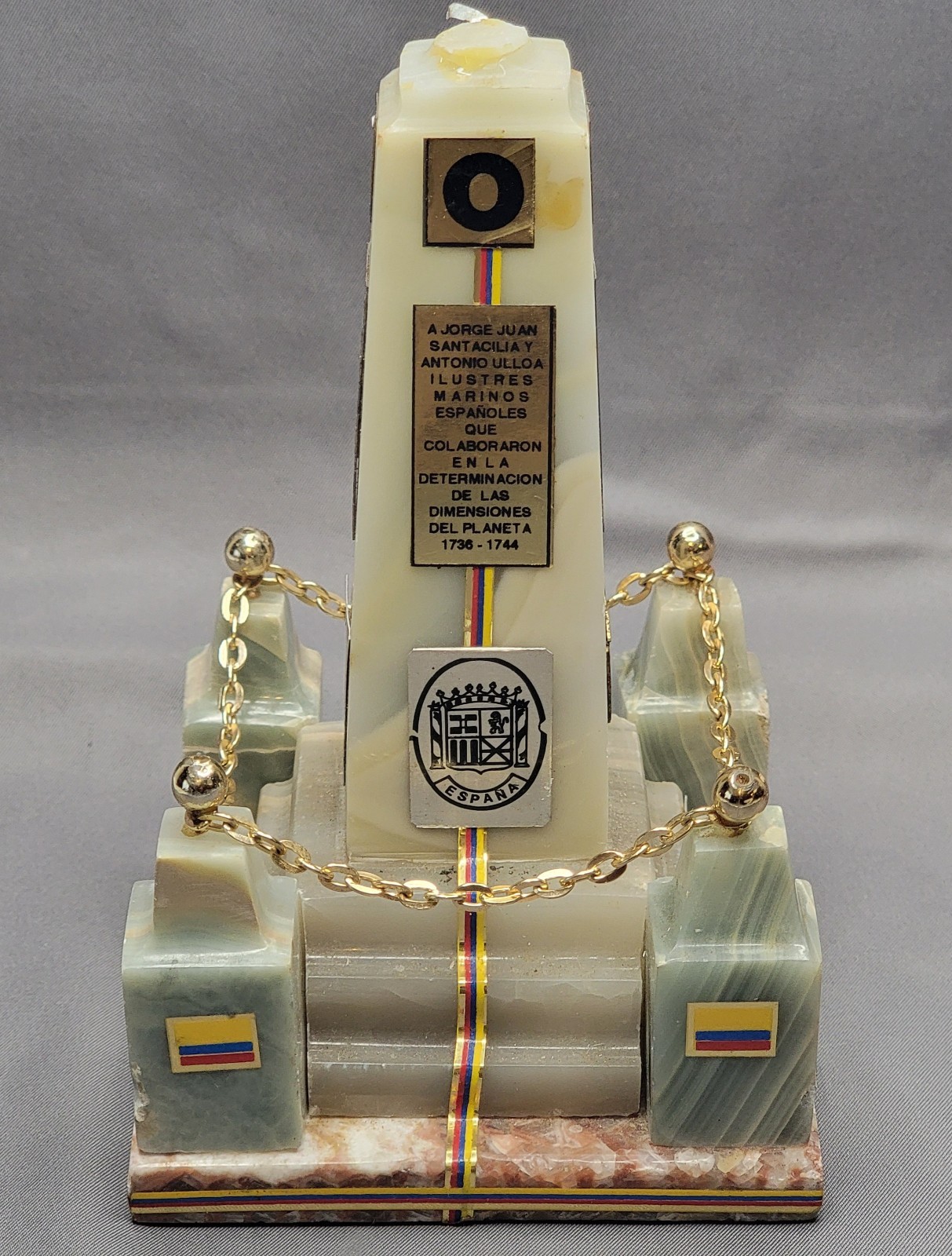 Replica Equator Monument Marble Vintage Ciudad Mitad del Mundo Ecuador, 6″ Read!