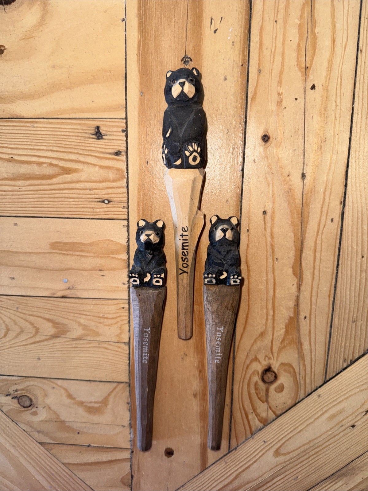 Yosemite Nat’l Pk BEARS Hand Carved Local Artist USA Made Were Pens Need Refill