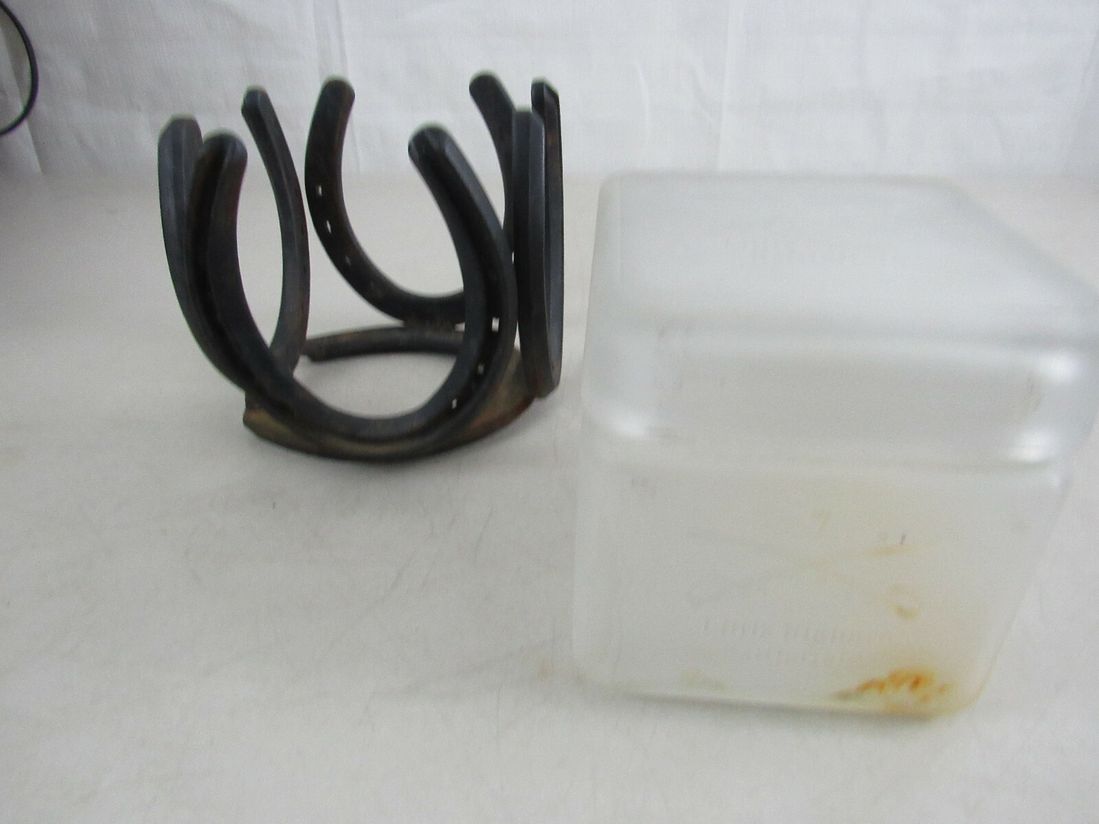 Little Big Horn Battlefield Montana Frosted Glass Seal Jar & Horse Shoe Holder