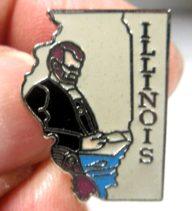 vintage US President Abraham Lincoln Illinois state map souvenir lapel pin