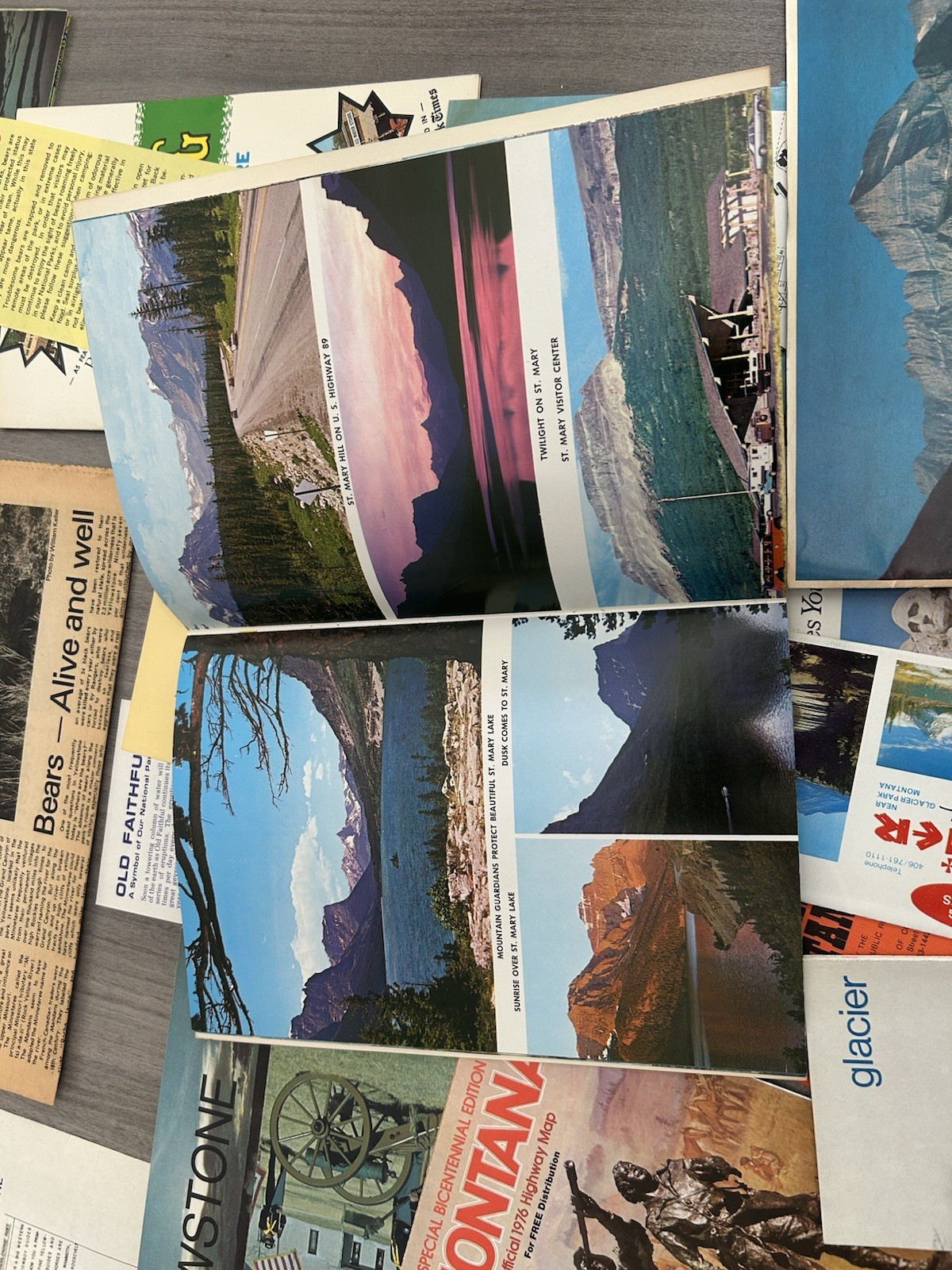 Vintage US National Parks Yellowstone Grand Teton Glacier WY MT Etc Ephemera Lot