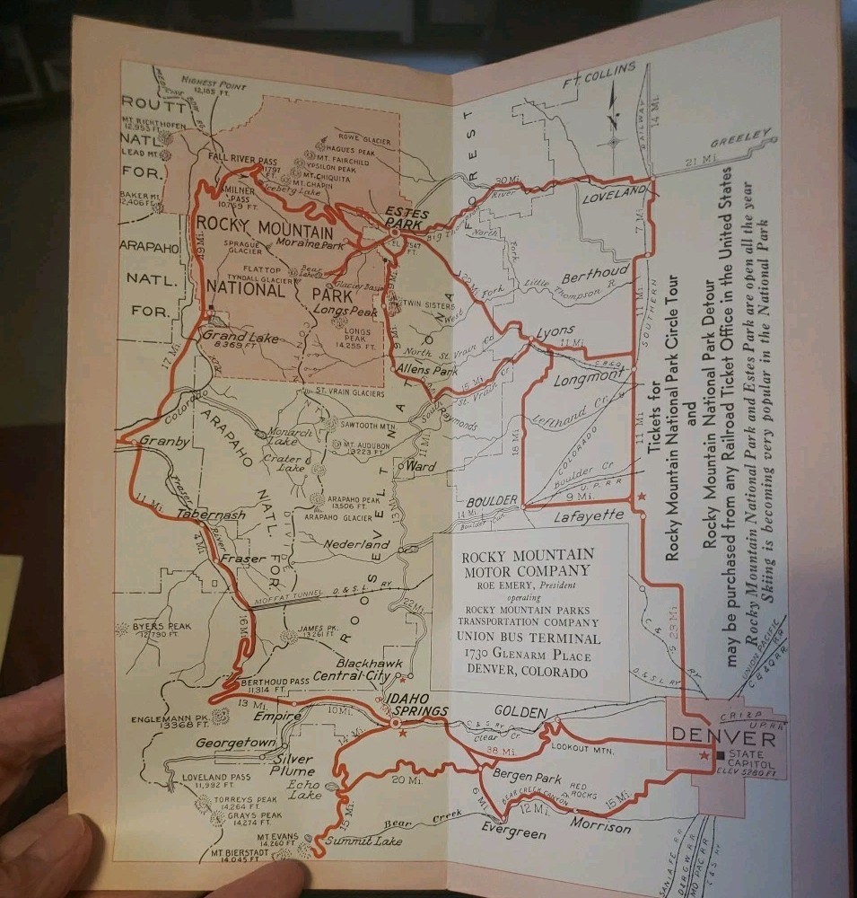 1930s ROCKY MOUNTAIN NATIONAL PARK MOTOR COMPANY DENVER CAB 2 BROCHURES