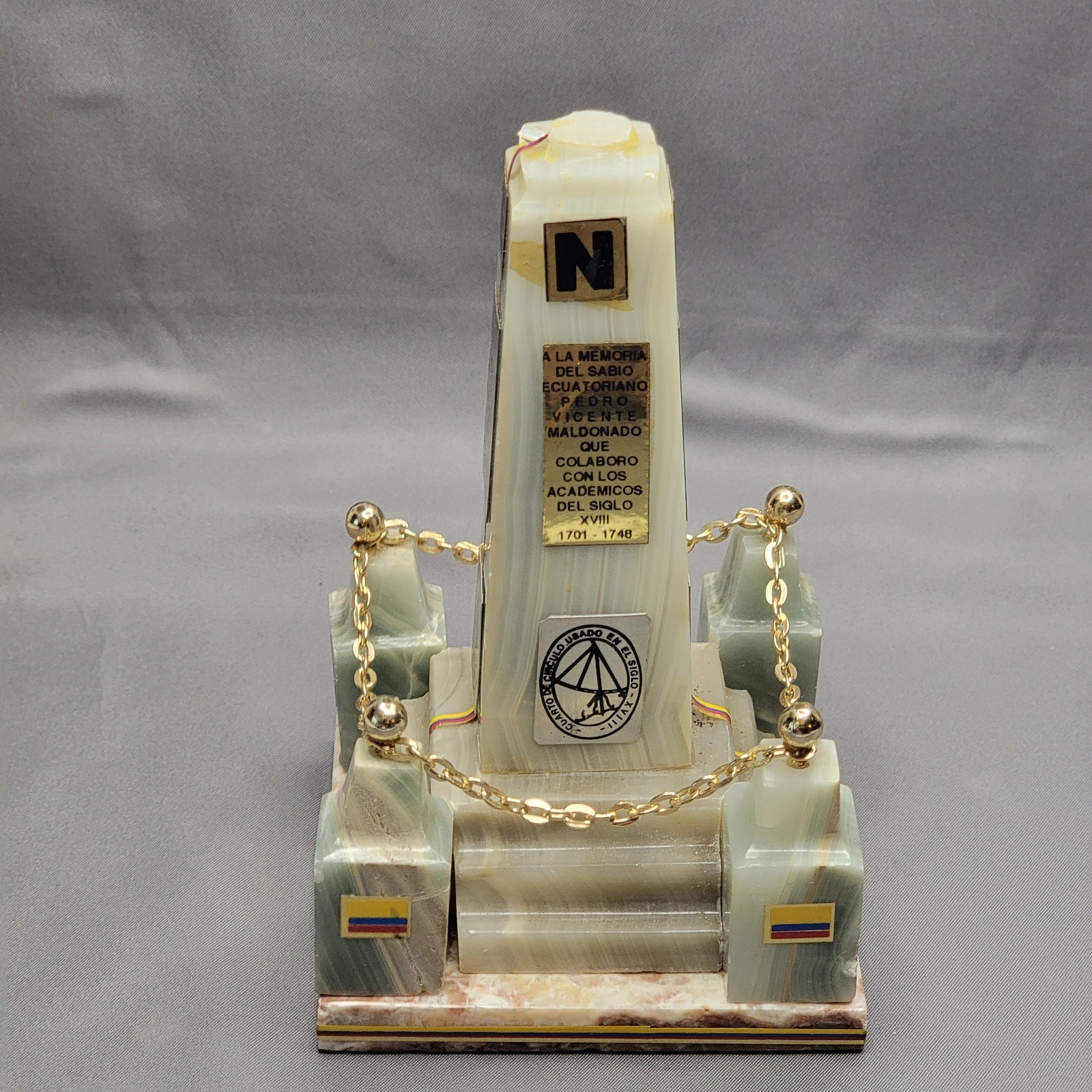 Replica Equator Monument Marble Vintage Ciudad Mitad del Mundo Ecuador, 6″ Read!