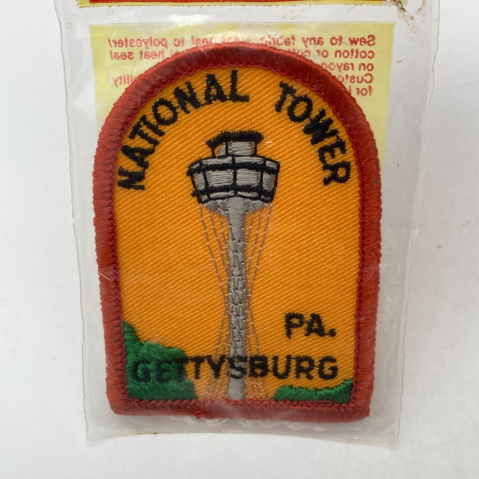 Vintage National Tower Gettysburg PA Embroidered Iron Sew On Patch Lion Put-Ons