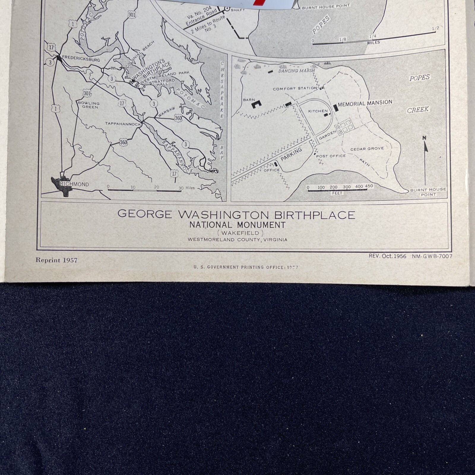 Vtg 1957 George Washington Birthplace National Monument Brochure Pamphlet VA