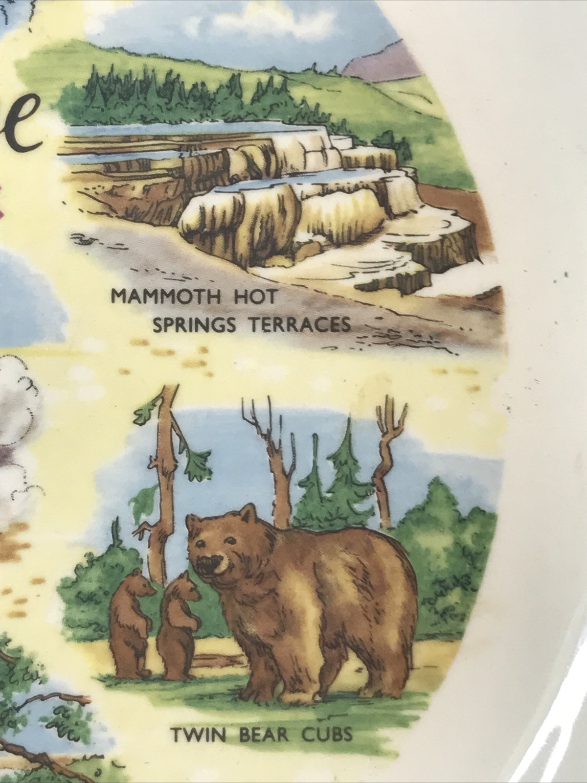Vintage Yellowstone National Park Souvenir Plate Old Faithful Geyser Wyoming
