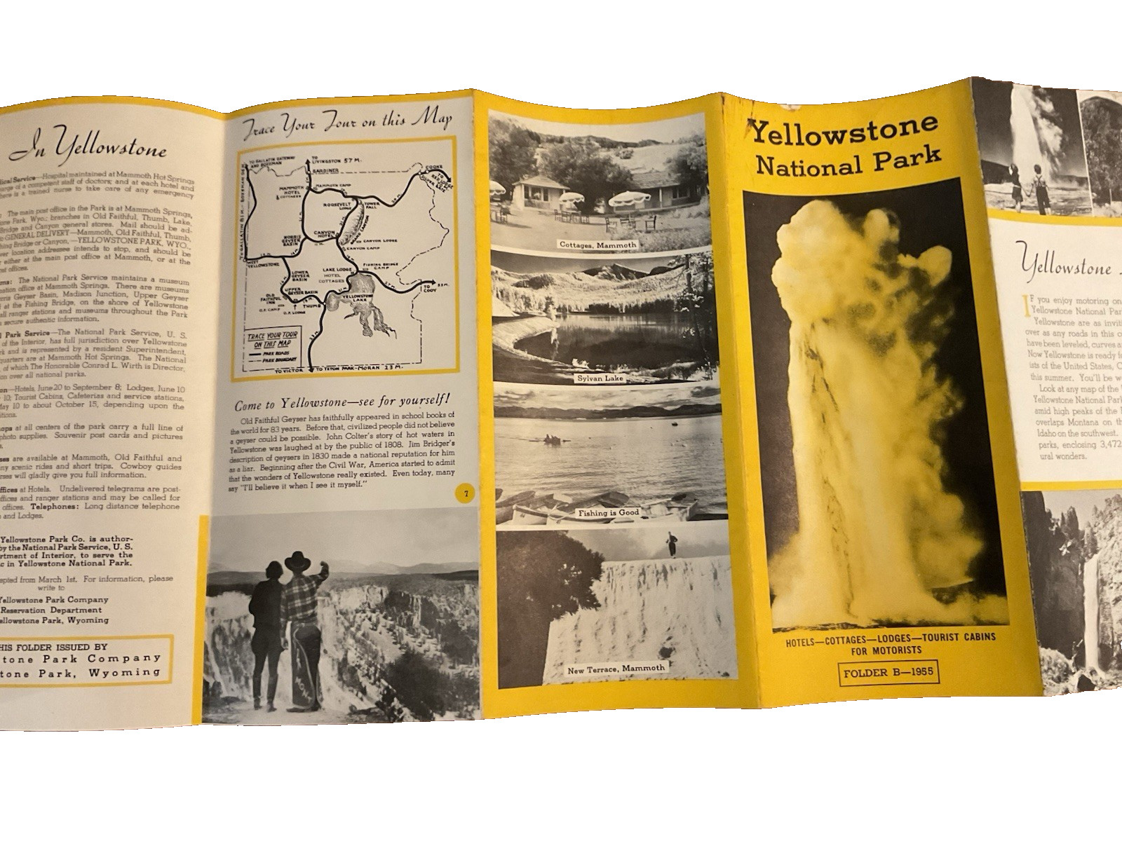 1955 Yellowstone National Park Hotels Cottages Lodges Motorists Folder B J2