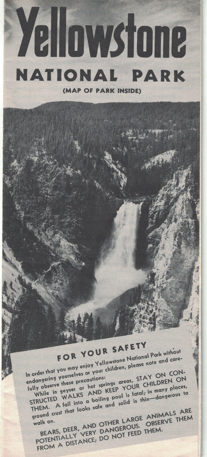 1952 Yellowstone National Park Tour Map Travel Brochure
