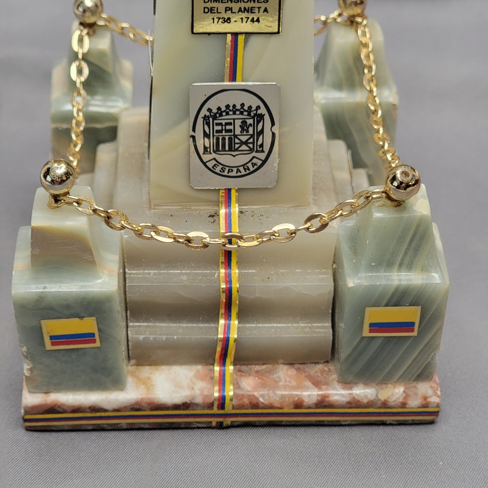 Replica Equator Monument Marble Vintage Ciudad Mitad del Mundo Ecuador, 6″ Read!