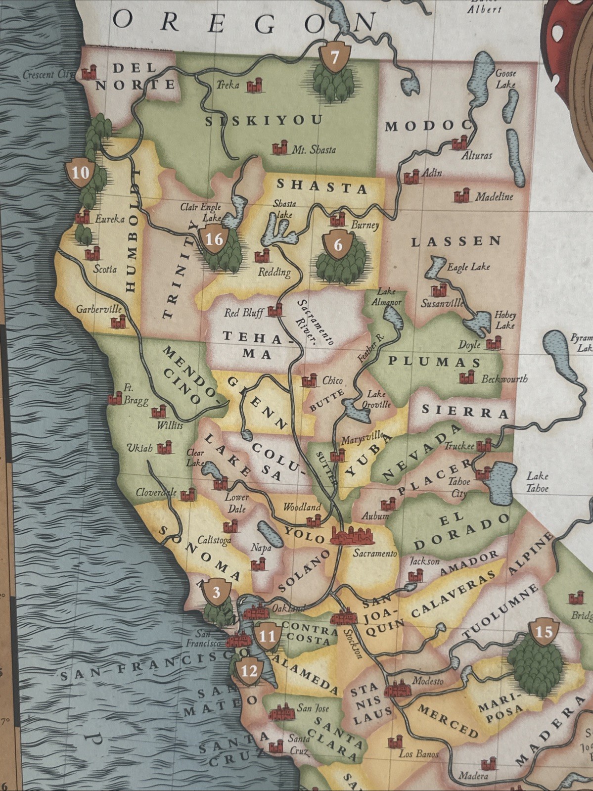 Cool Retro California National Parks Map