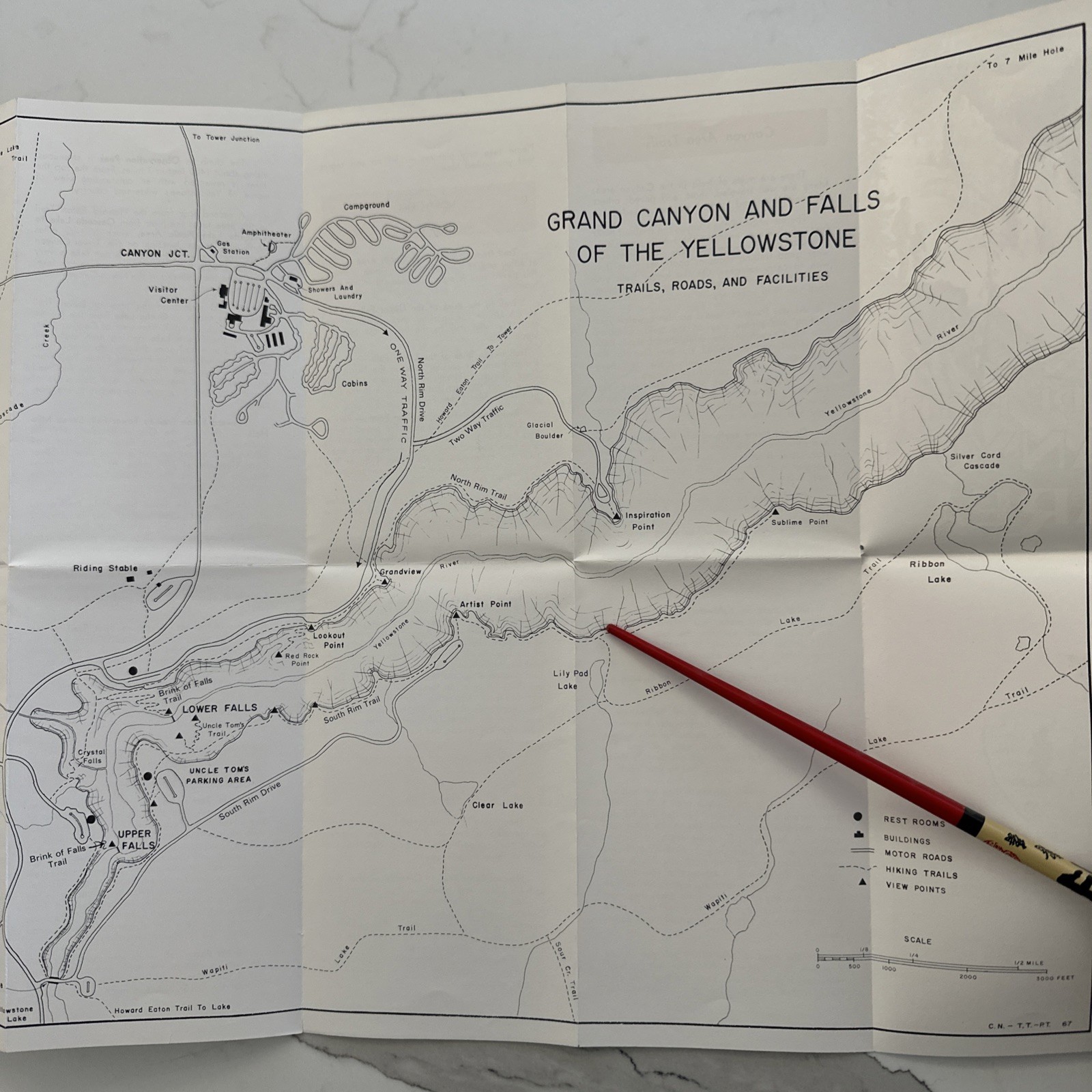 Guide To The Canyon Area Map Vintage 1967 National Park Service