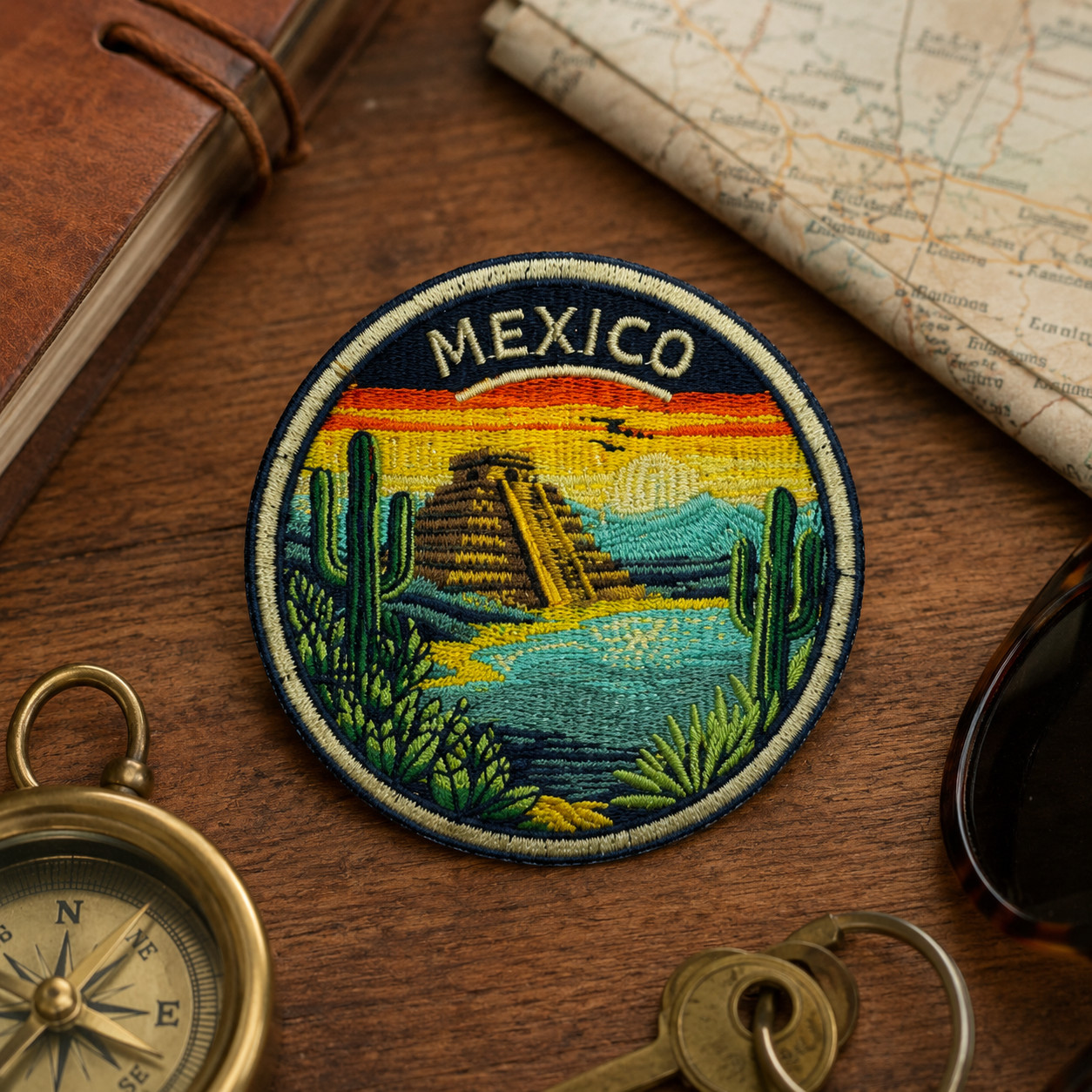 Chichen Itza Mexico Patch 3″ Iron On Embroidered Pyramid Travel Souvenir