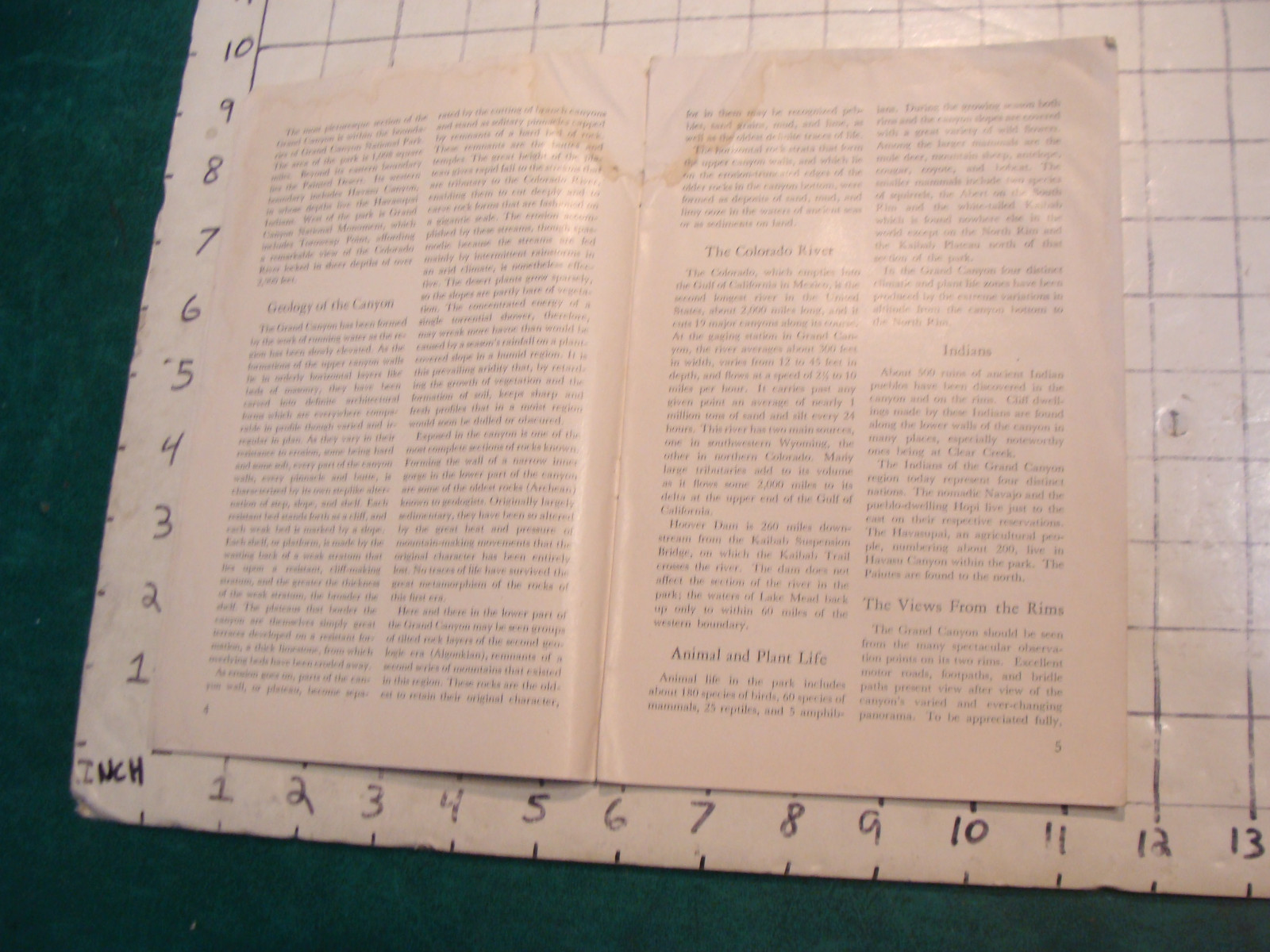 vintage travel paper: 1949 GRAND CANYON national park arizona, stained but cool