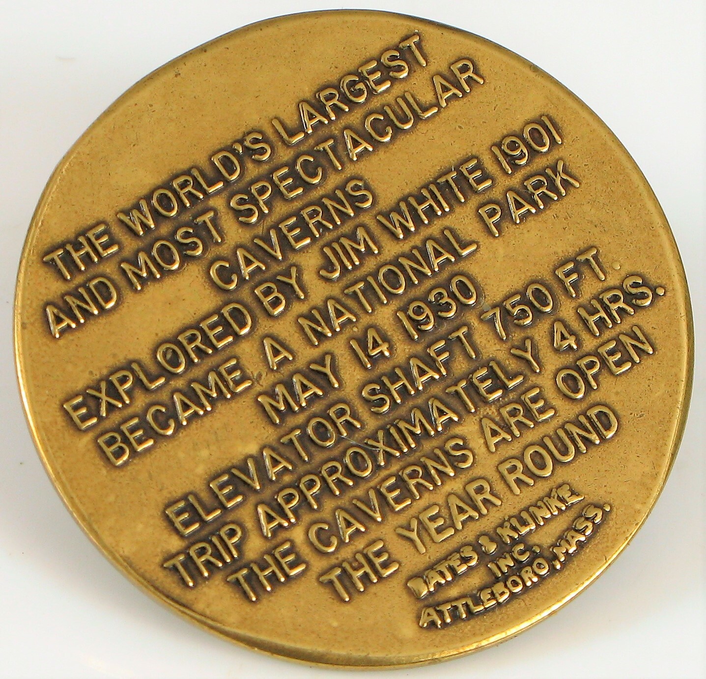 VTG DESIGNER BATES & KLINKE SOUVENIR FOB TOKEN CARLSBAD CAVERNS NAT’L PARK NM !