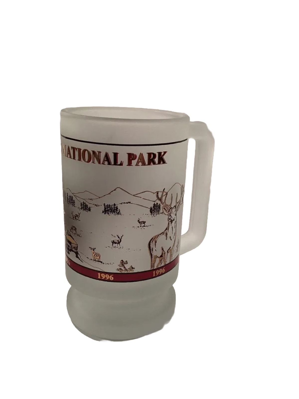 Vintage 1996 Yellowstone National Park Frosted Glass Mug