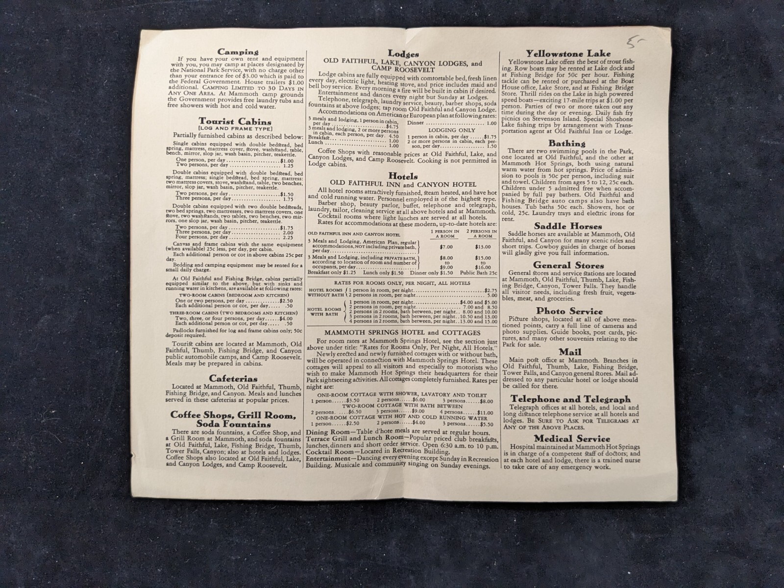 1940 Yellowstone National Park Hotel & Visitor Brochure DO NOT FEED BEARS