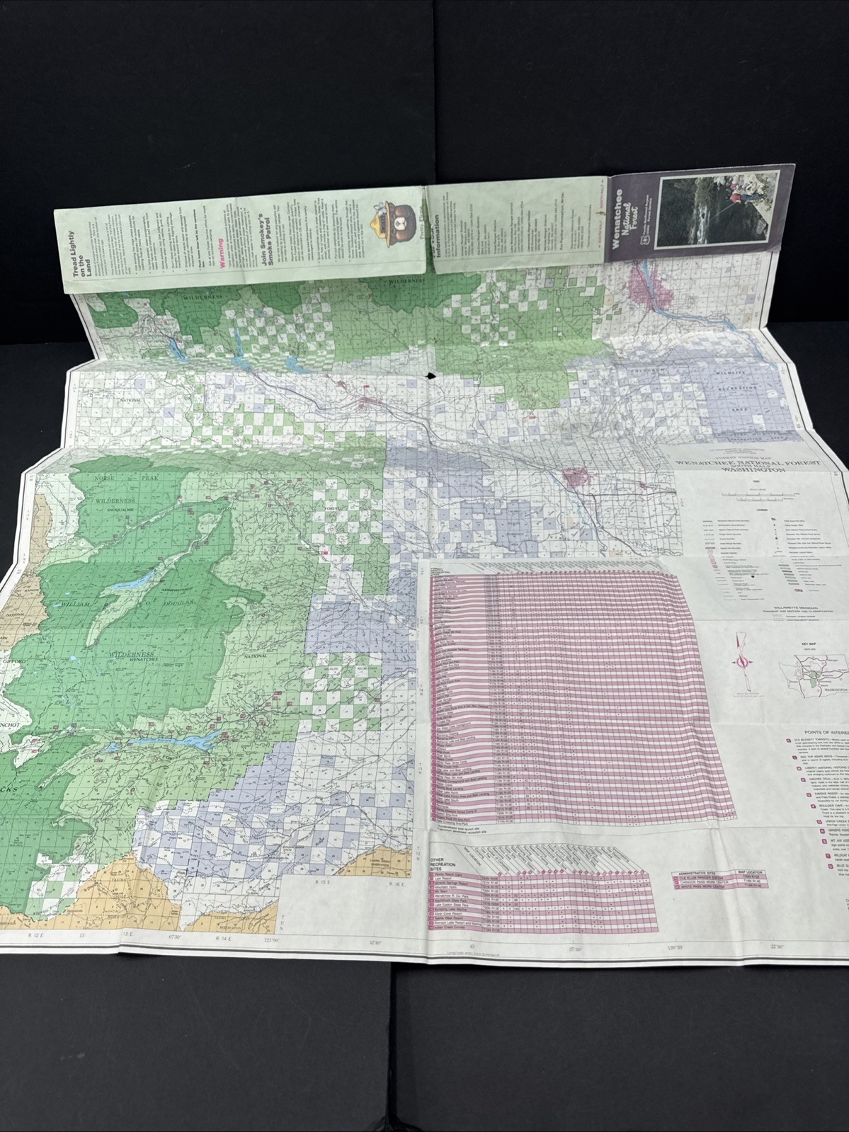 National Forest Map – Wenatchee Washington 1989 Recreation Guide