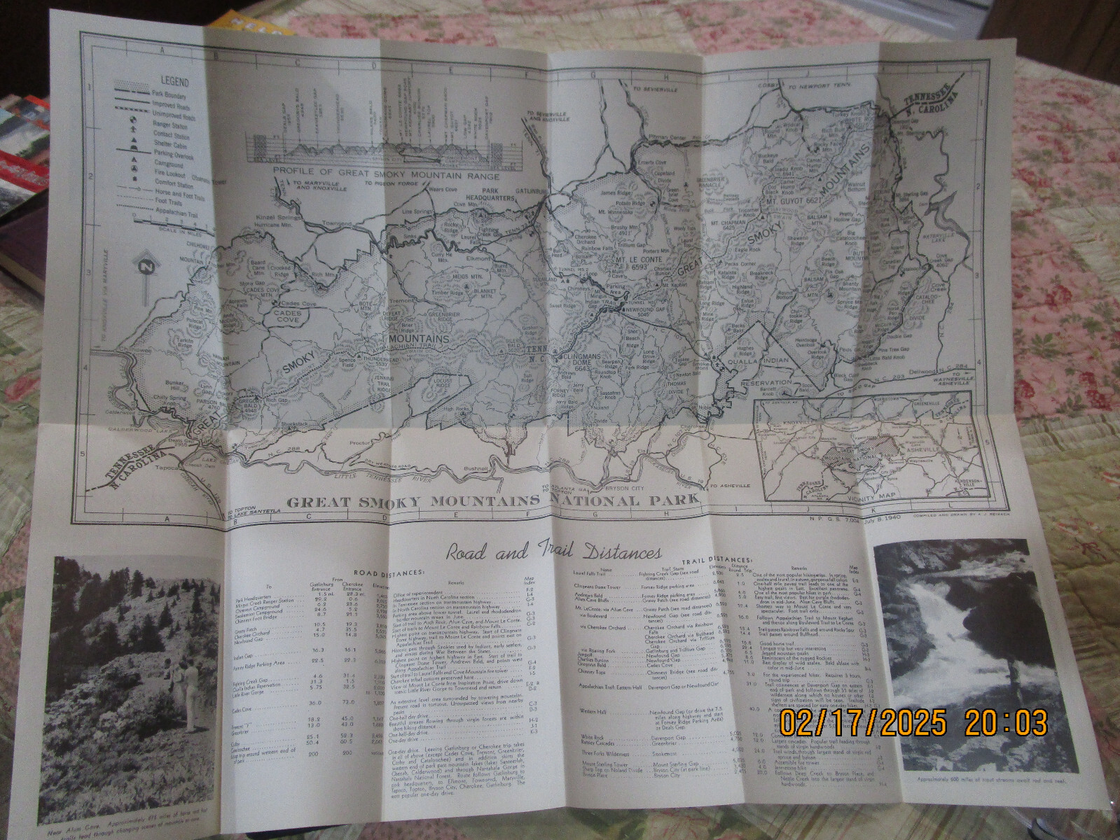 Great Smoky Mountains Nat’l Park MAP In Brochure 12″ X 24″ +/- North Carolina