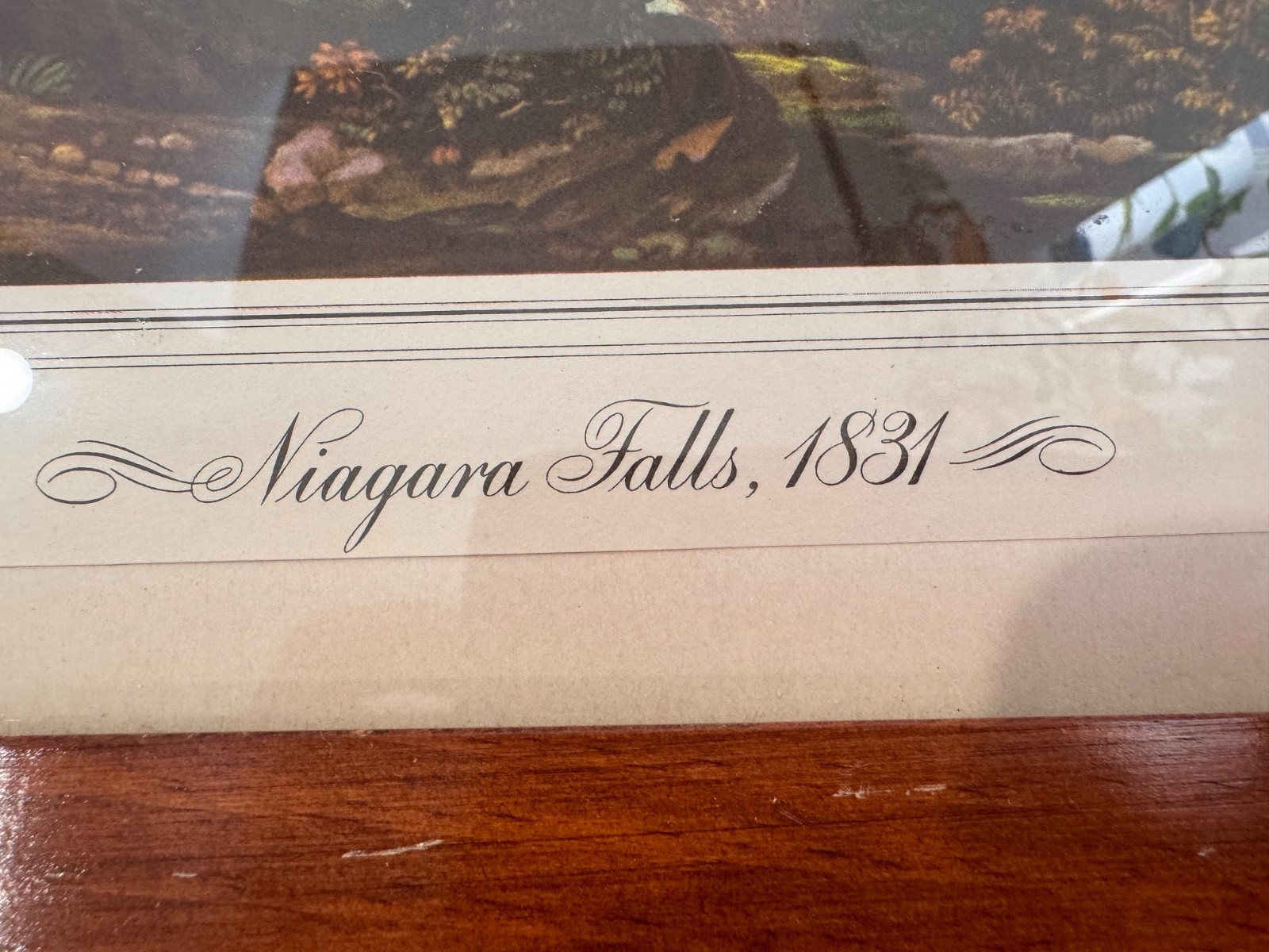 Vintage Picnic at Niagara Falls 1831 Framed art – FREE SHIPPING