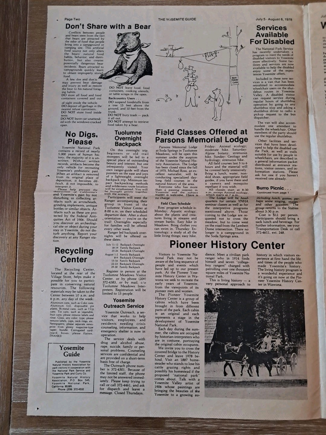 Yosemite Guide National Park California 1978 Broadsheet Newspaper