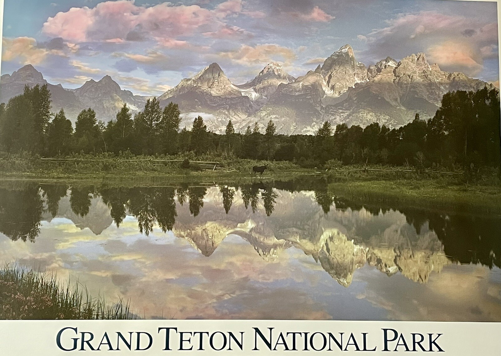 Grand Teton National Park By Hal Rumel 1988 Art Print 35×25 VG Never Framed