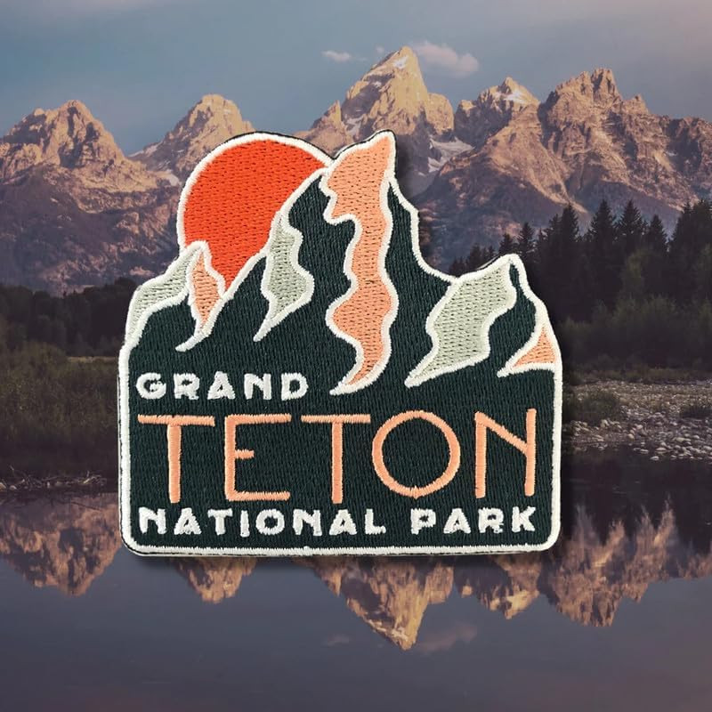 Grand Tetons National Park Wyoming Travel Patch, Adhesive Embroidered Patch | Ea