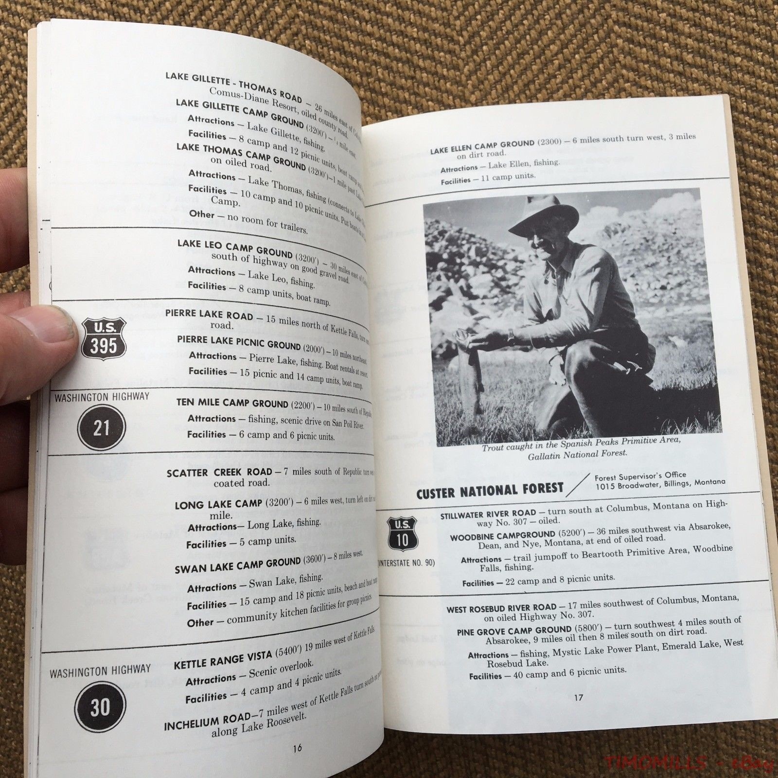 Vintage US Forest Service Camping Camp Area Directory Northern Region Montana 66