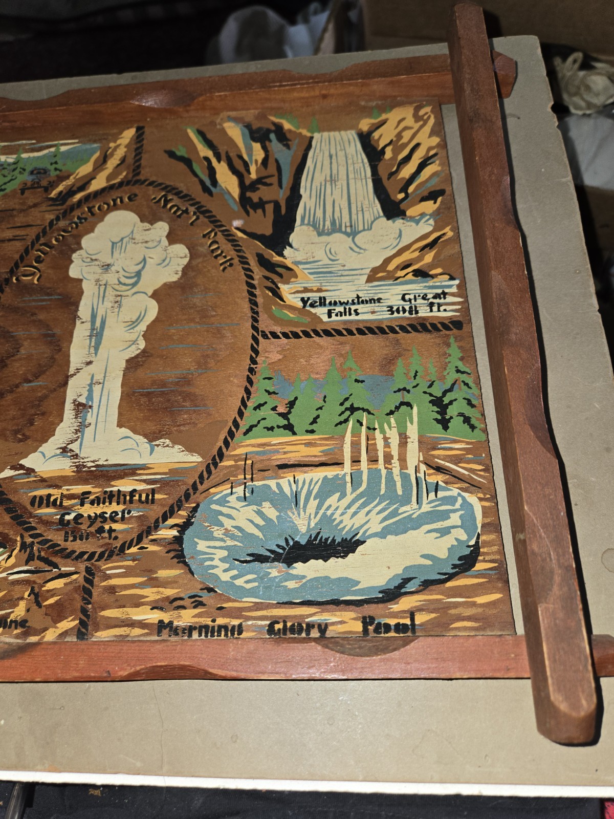 Vintage Yellowstone National Park Wood Souvenir Serving Tray/Wall Hanging 14×12