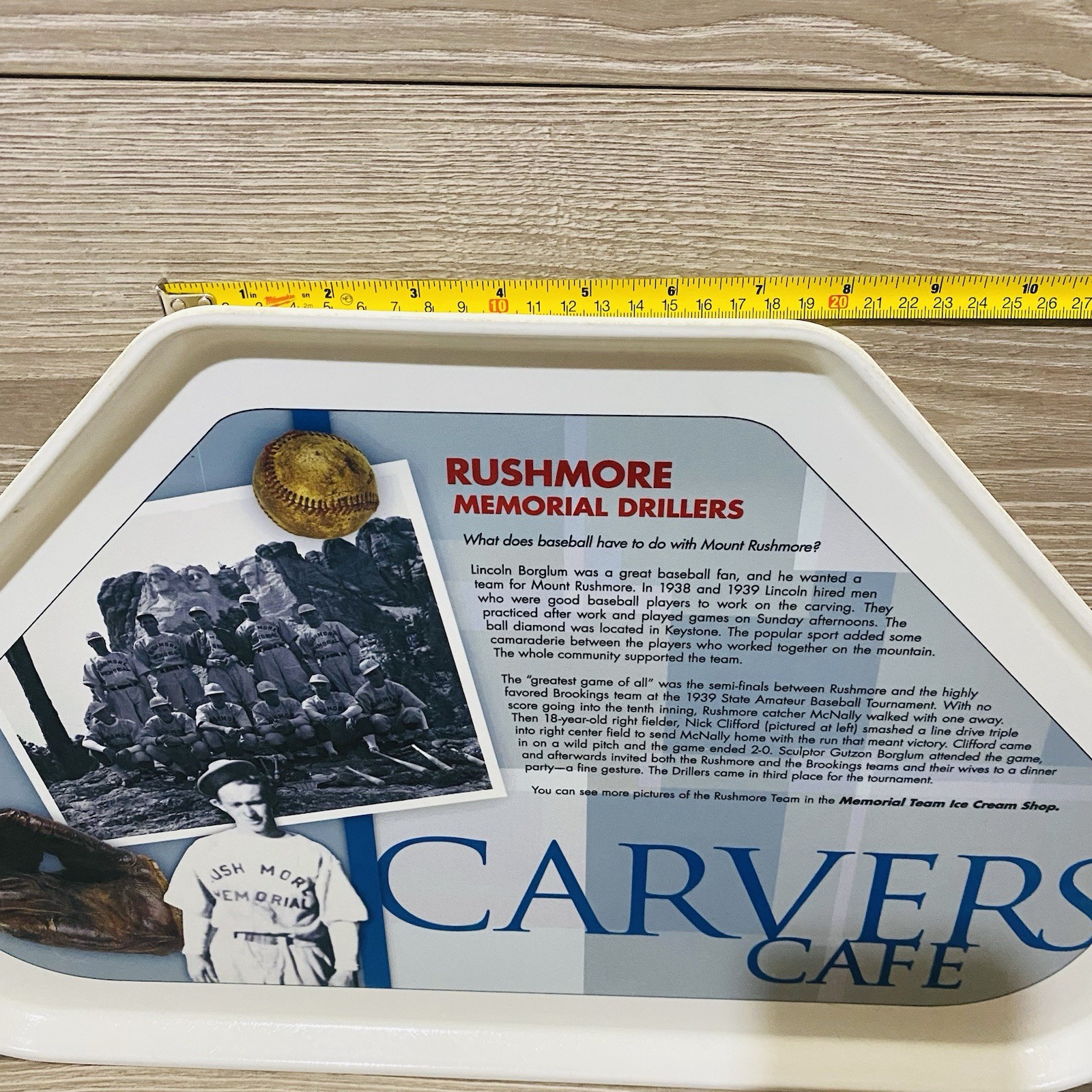 Mount Rushmore Carvers Cafe Baseball Team Cafeteria Tray Rare HTF RARE
