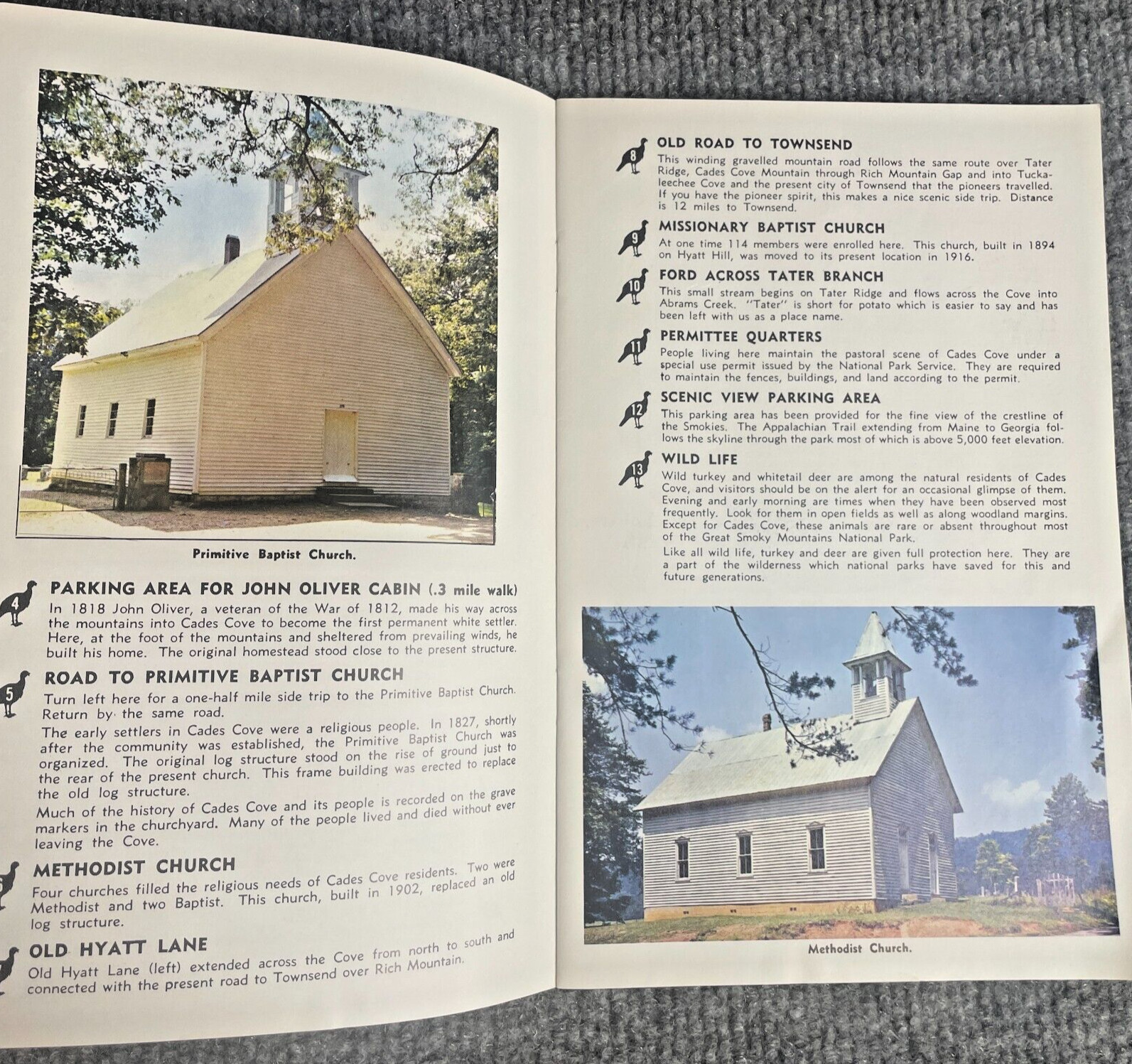 Vintage 1970s Cades Cove Self-Guiding Auto Tour Travel Guide Brochure Booklet