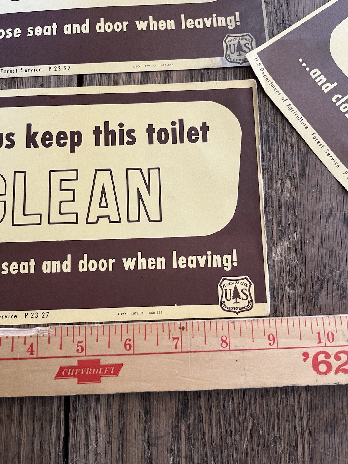 Vintage 1970s USFS US Forest Service “Please Help Keep the Toilet Clean” Signs