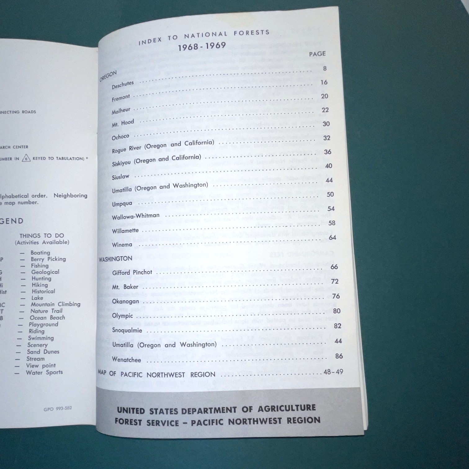 1968 National Forest Campground Directory Oregon & Washington Vintage
