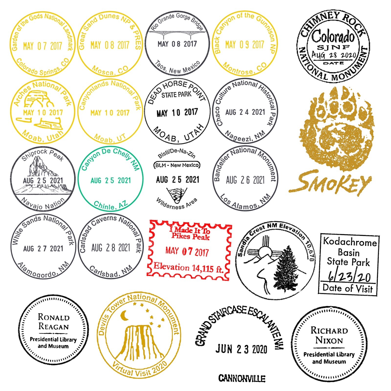 National Park Passport Cancellation Stamp Stickers- Passport Stickers
