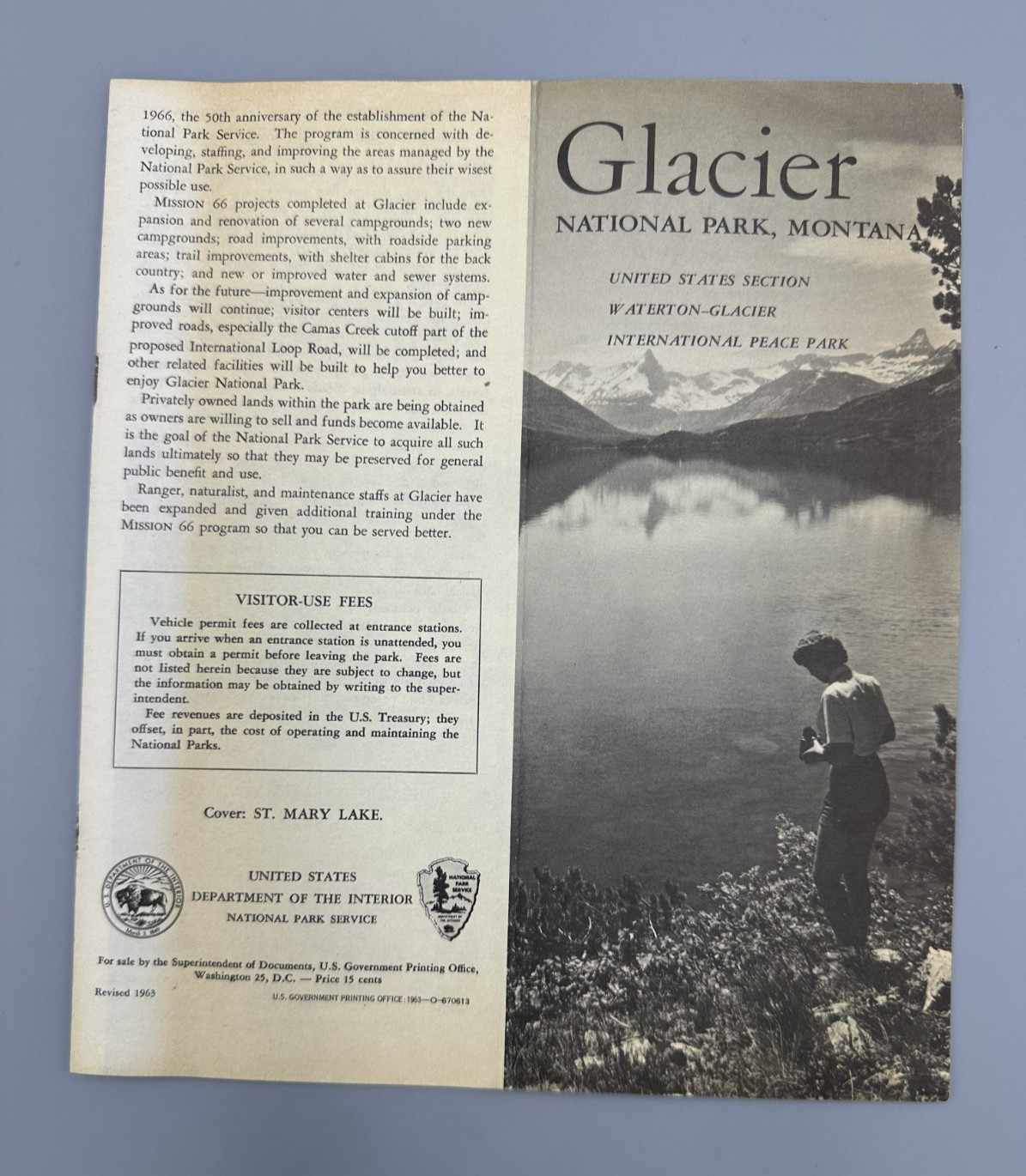 1963 GLACIER NATIONAL PARK Brochure with MAP