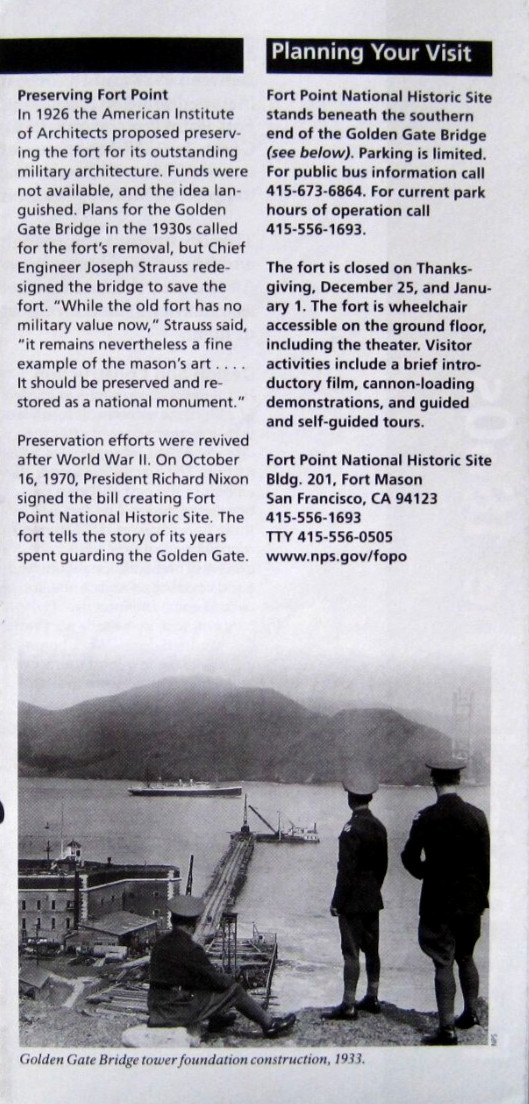 Fort Point National Historic Site National Park Service Unigrid Brochure Map