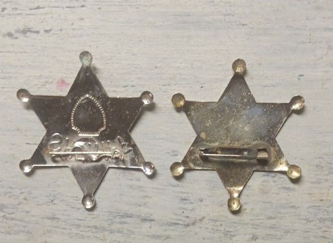 Lot of 2 Vintage Metal Tin 6 Point Stars Colorado Sheriff & Joe Pin On’s Cowboy