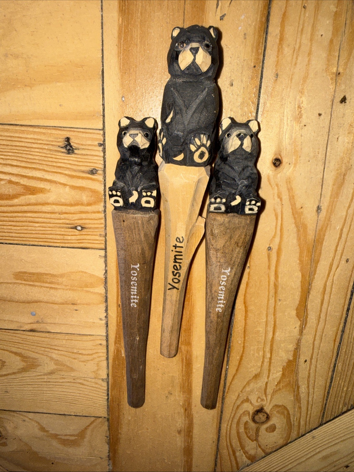 Yosemite Nat’l Pk BEARS Hand Carved Local Artist USA Made Were Pens Need Refill