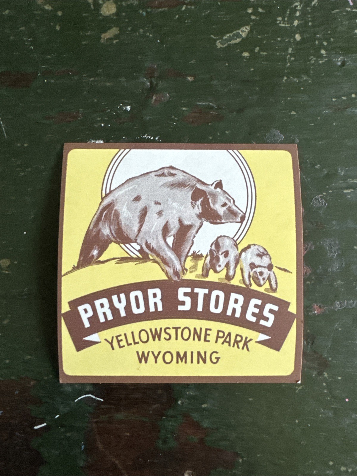 Original 1930’s Pryor Stores Decal, Yellowstone Park Wyoming