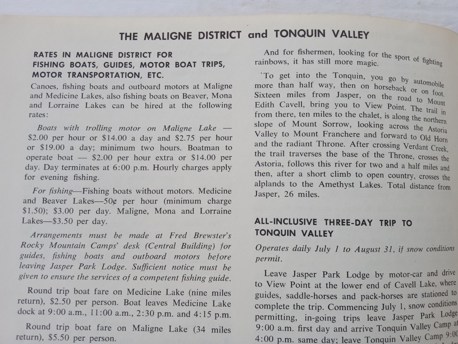 JASPER PARK LODGE Alberta 1959 Rates Information Book Canadian National Railways