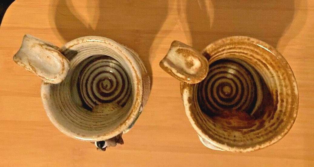 2 Yellowstone Park Souvenir Cups with Clay Ceramic Animal Figures