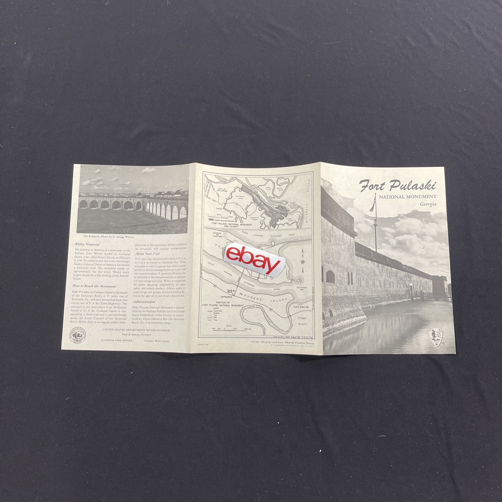 Vintage 1956 Fort Pulaski National Monument Brochure Pamphlet Map Guide Georgia