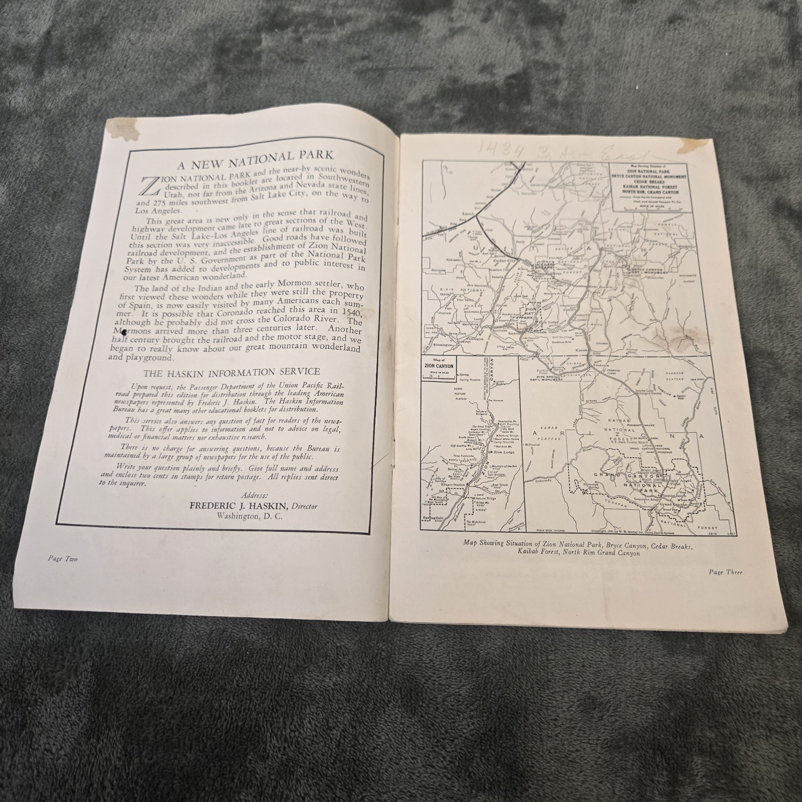 Zion and Bryce Canyon National Parks, North Rim National Park Service 1925