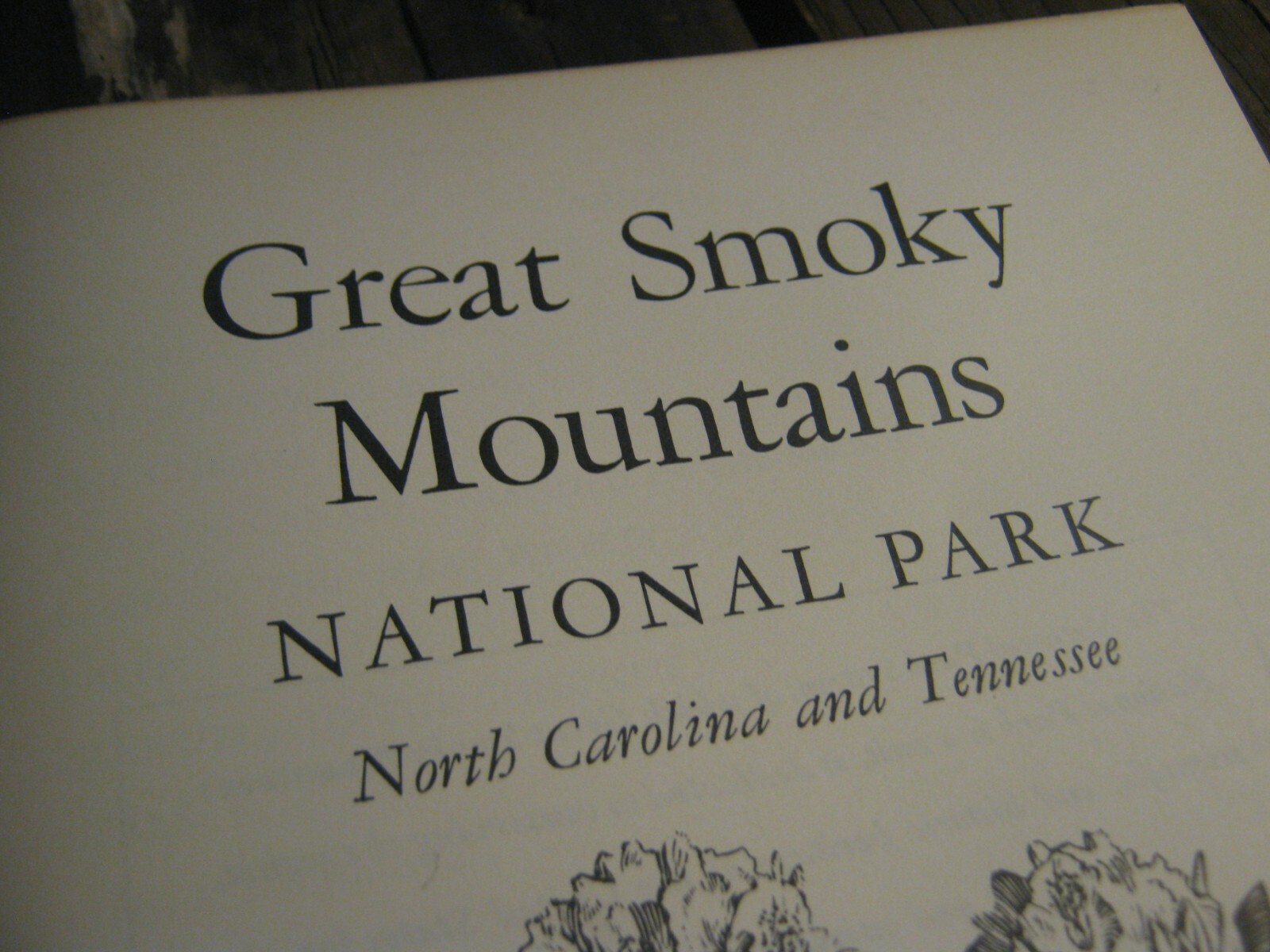 1961 Great Smokey Mountains National Park North Carolina Tennessee handbook Map